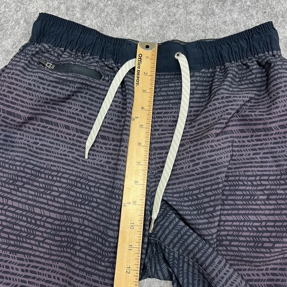Vuori Swim Trunks Mens M Blue Geometric Drawstring Unlined Bank Shorts Hybrid